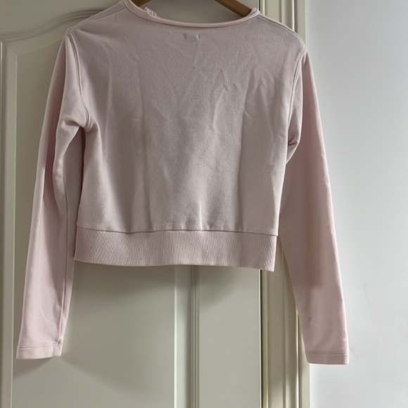 Aerie Light Pink Cropped Sweatshirt with Tie Bottom - Picture 3 of 3